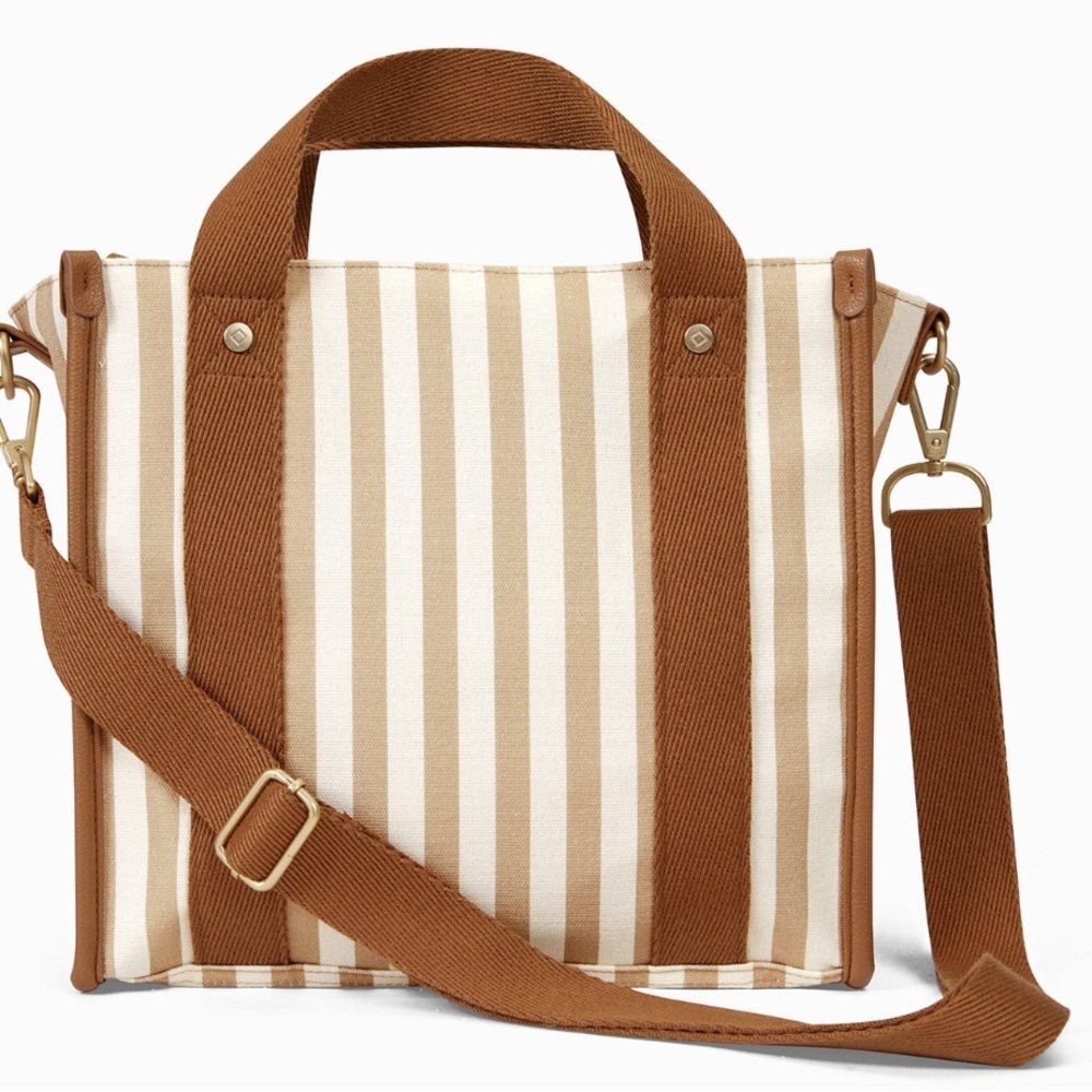 Thirty One Canvas Small Square Stripe Tote Gently Used